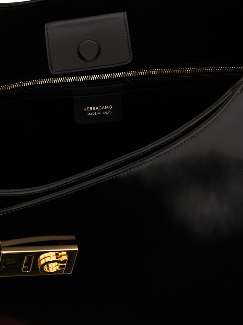 'Archivio XL' shoulder bag 100% calfskin leather FERRAGAMO Black