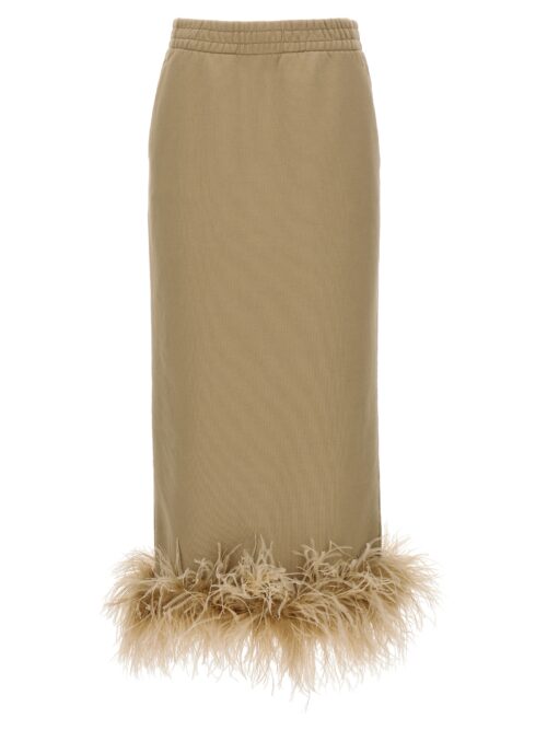 Feather midi skirt PRADA Beige