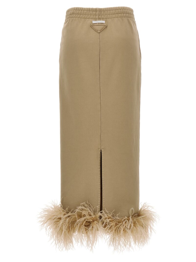 Feather midi skirt 131102SOOO13YGF0627 PRADA Beige