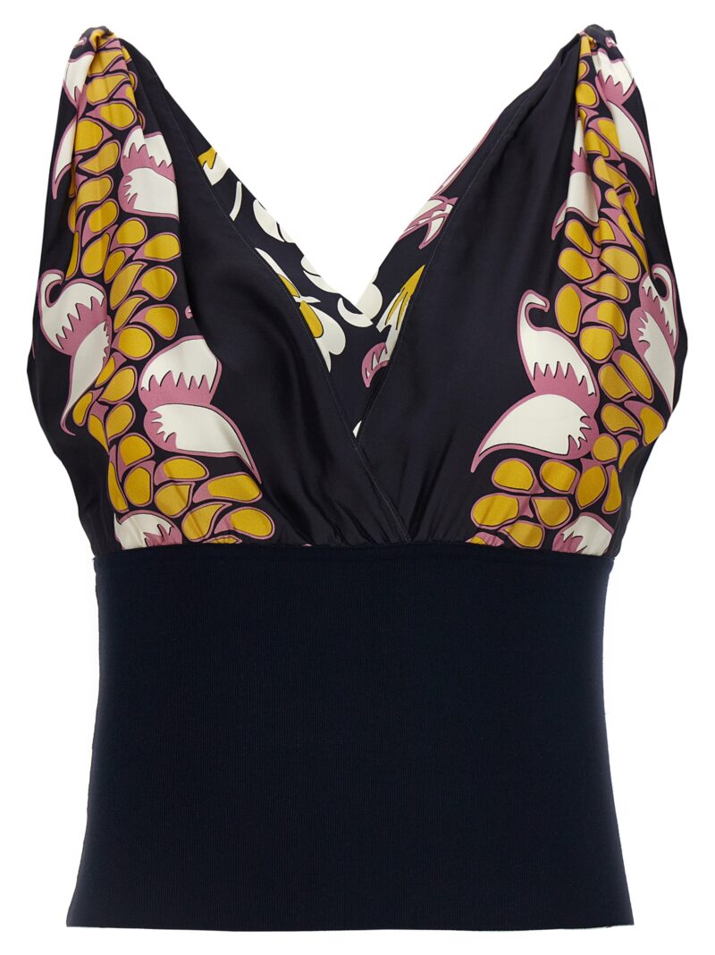 Printed silk top TORY BURCH Black