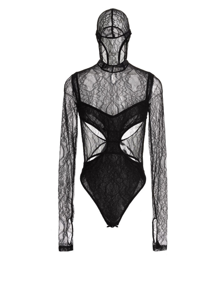 Cut-out detail lace bodysuit DION LEE Black