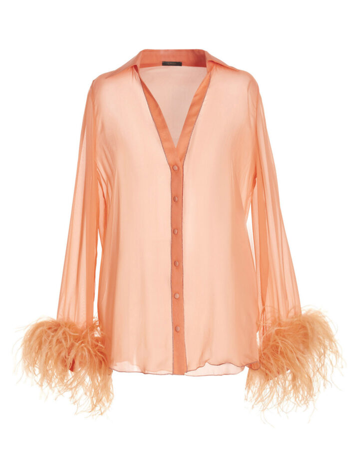 Feather silk shirt OSÈREE Pink