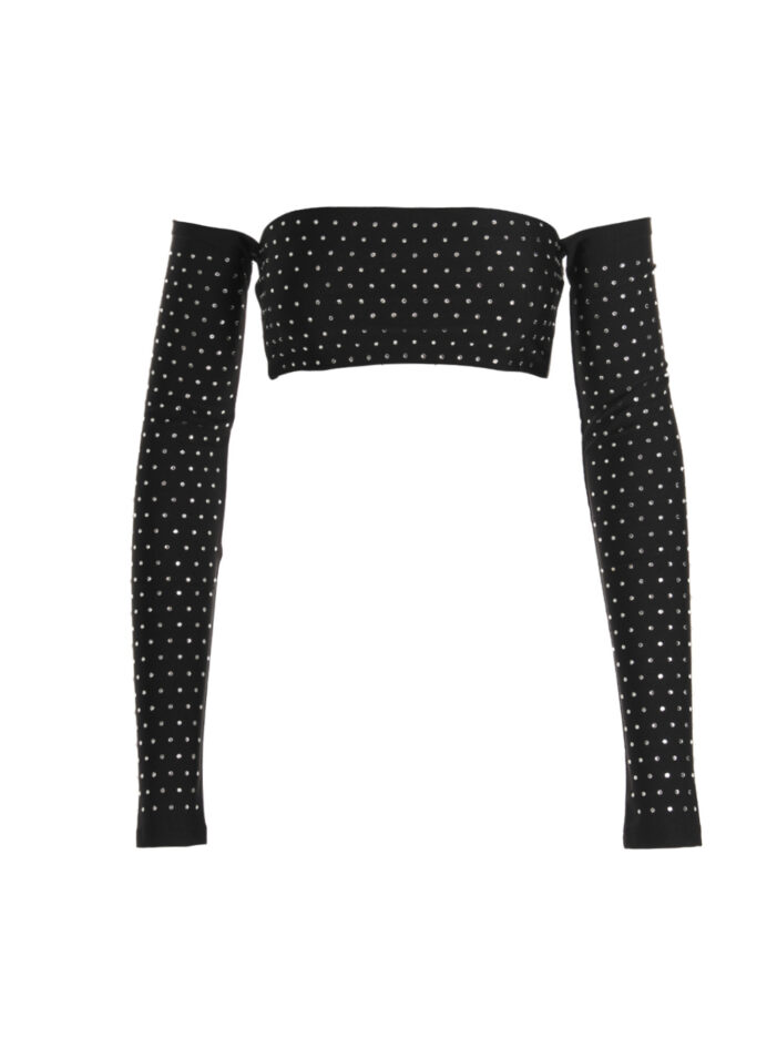 Crystal cropped top THE ANDAMANE Black