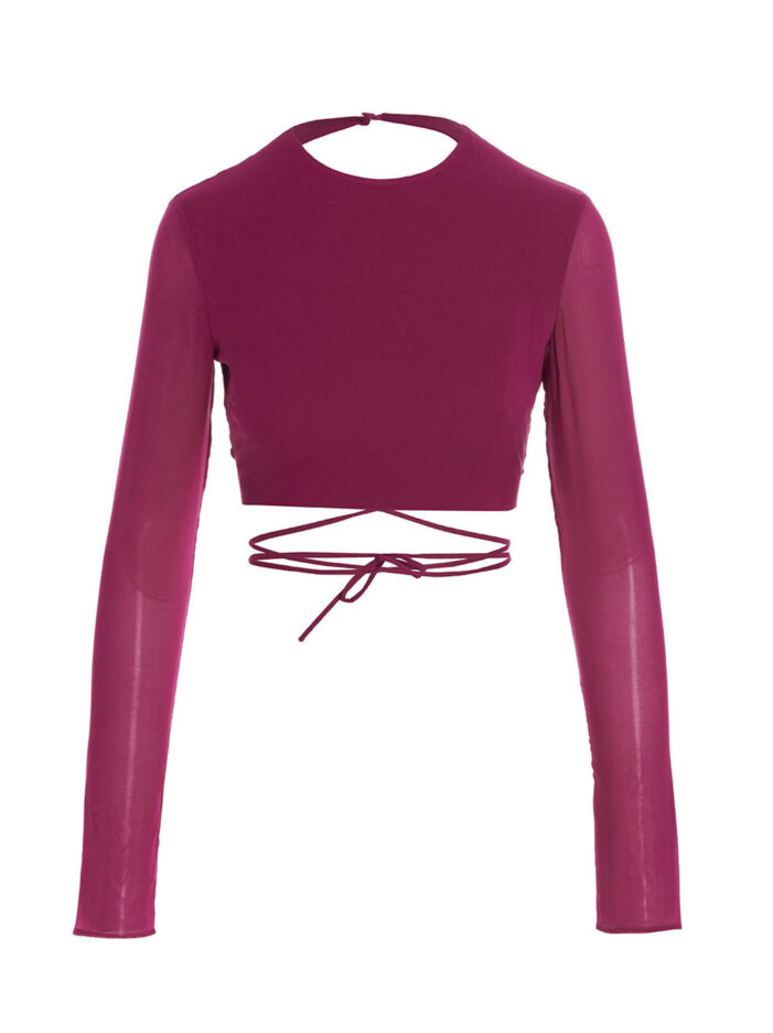 Cropped georgette top THE ANDAMANE Fuchsia