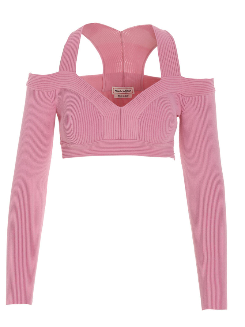 Off-shoulder cropped top ALEXANDER MCQUEEN Pink