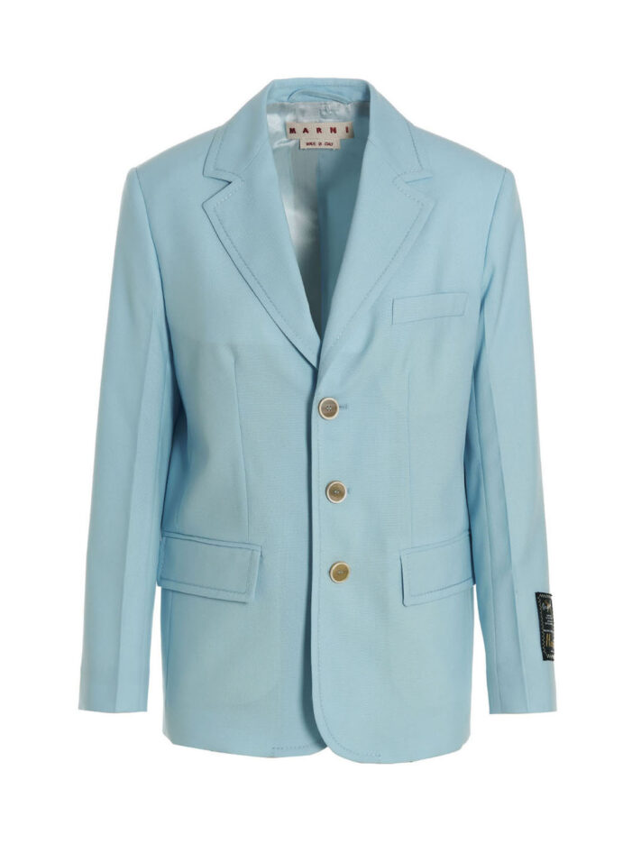 Single-breasted blazer jacket MARNI Light Blue