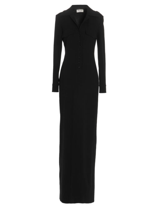 Double sablè long dress SAINT LAURENT Black