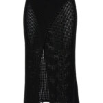 'Fishnet Knit Midi Wrap’ skirt ANDREĀDAMO Black