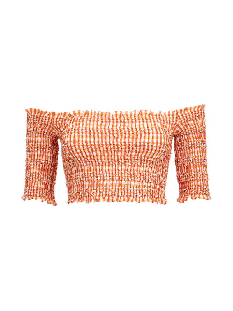 Smock stitch cropped top KENZO Orange