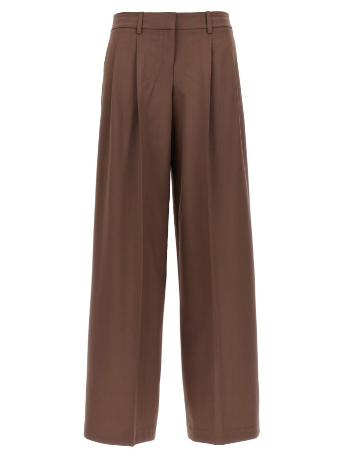 'Low Rise Pleated' pants THEORY Brown