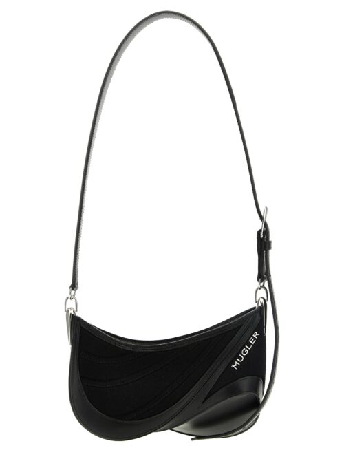 'small denim spiral curve 01' shoulder bag MUGLER Black