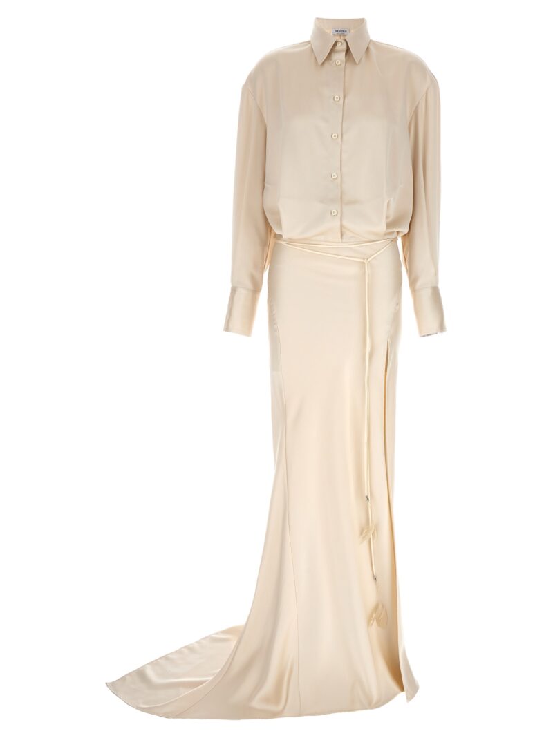 Long satin chemisier dress THE ATTICO White