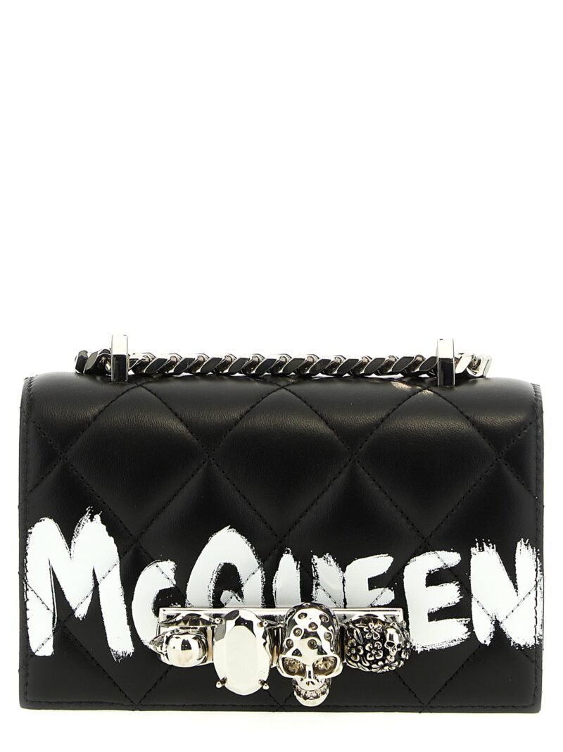 'Mini Jewelled Satchel' crossbody bag ALEXANDER MCQUEEN White/Black