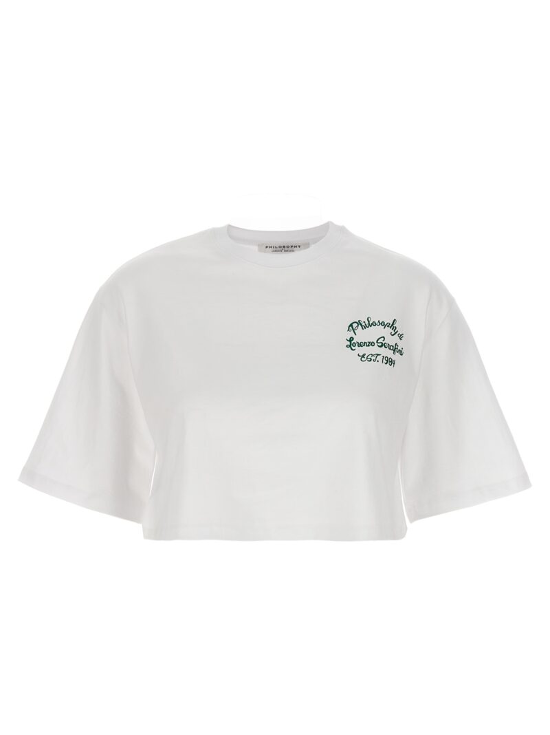 Logo print cropped T-shirt PHILOSOPHY White