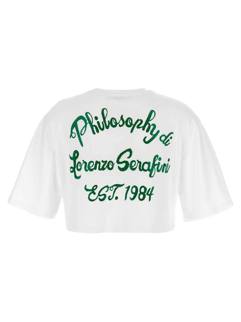 Logo print cropped T-shirt A070207561384 PHILOSOPHY White