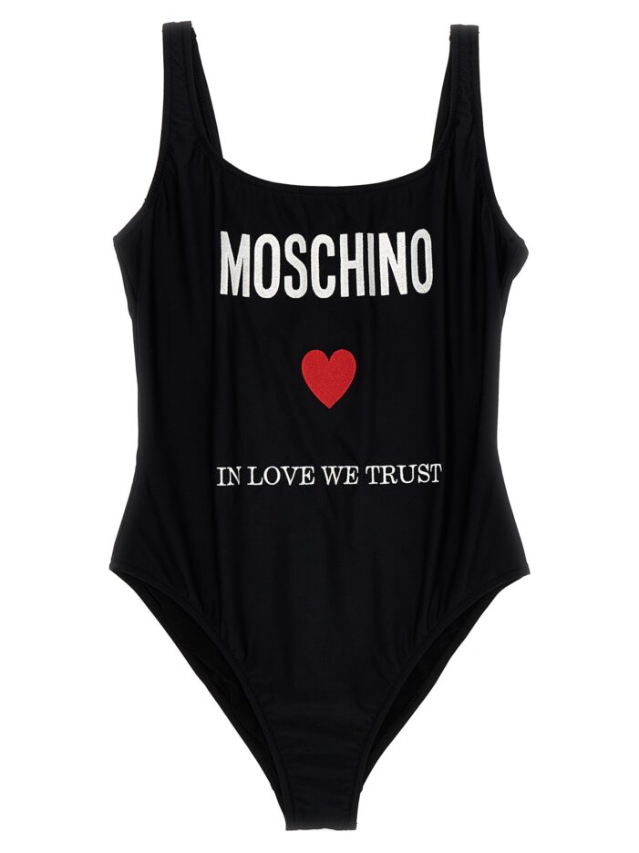 'In Love We Trust' one-piece swimsuit MOSCHINO Black