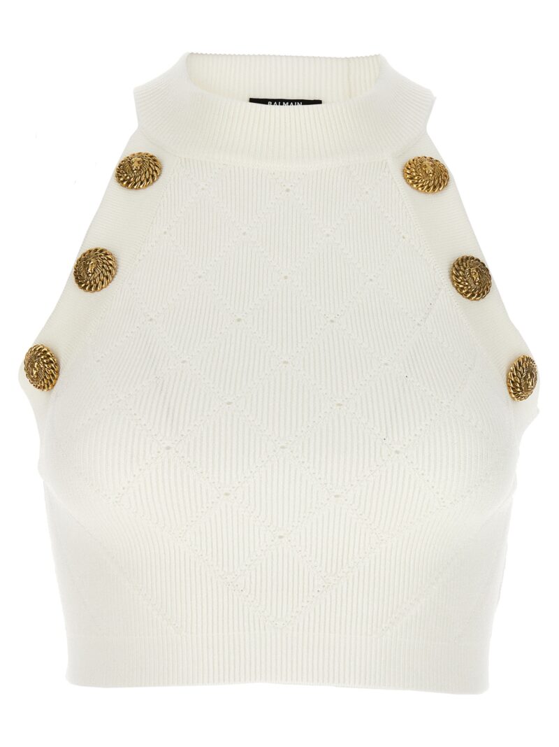 Logo button top BALMAIN White