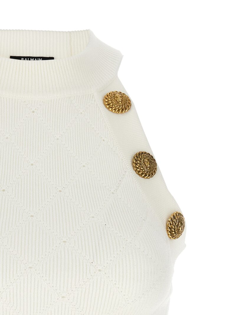 Logo button top Woman BALMAIN White