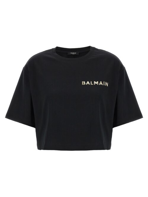 Logo cropped T-shirt BALMAIN Black