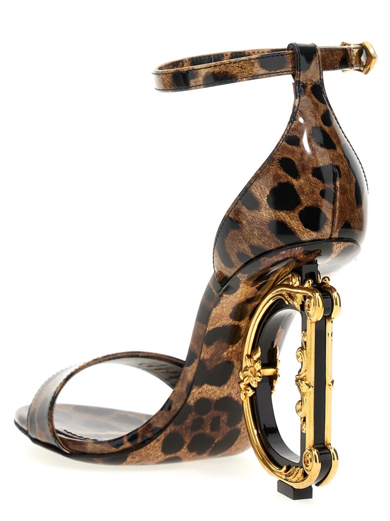 Animal-print sandals with logo heel Woman DOLCE & GABBANA Multicolor