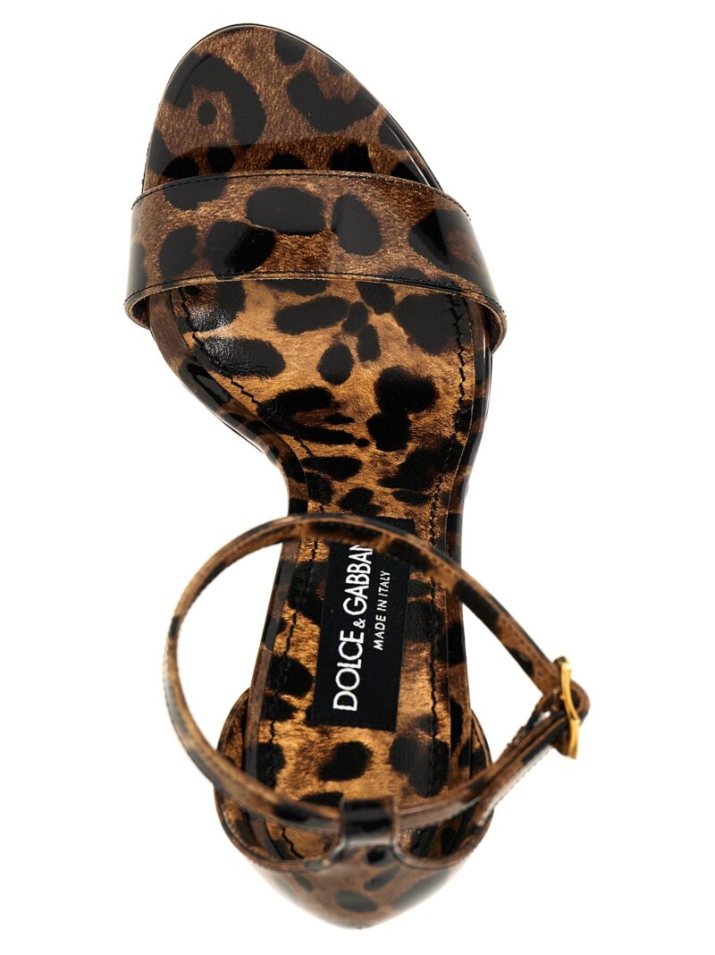 Animal-print sandals with logo heel 100% lamb leather DOLCE & GABBANA Multicolor