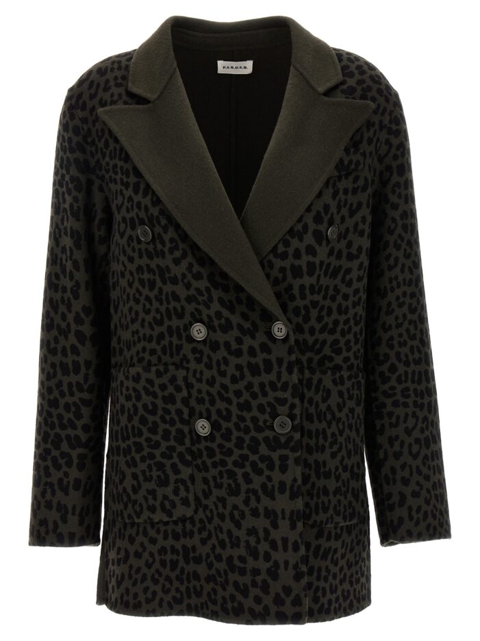 Animal print double-breasted blazer P.A.R.O.S.H. Green