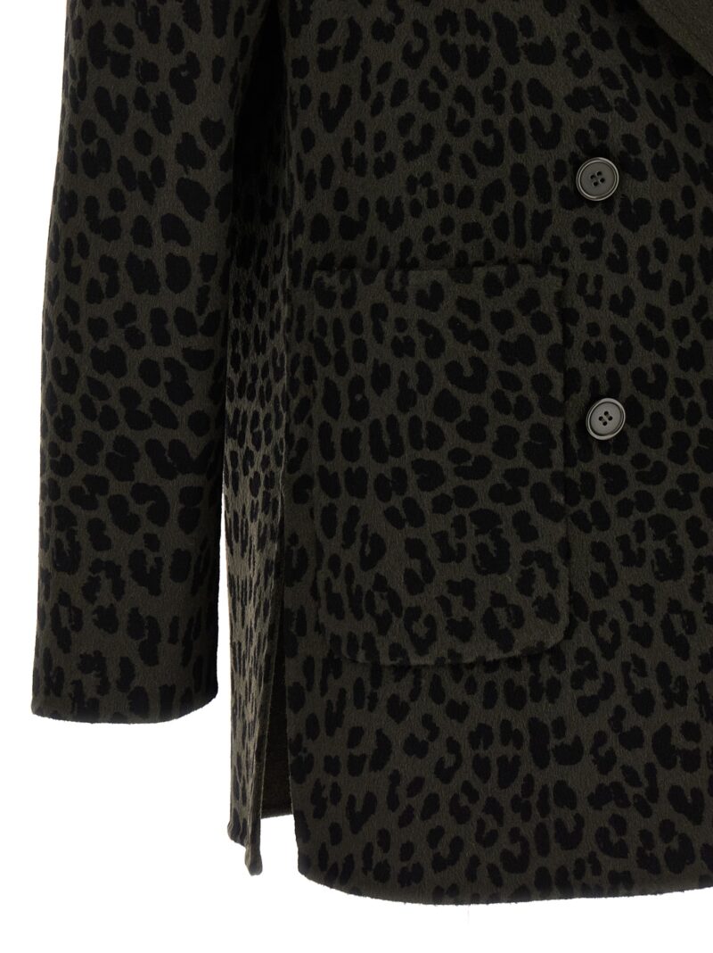 Animal print double-breasted blazer 100% wool P.A.R.O.S.H. Green