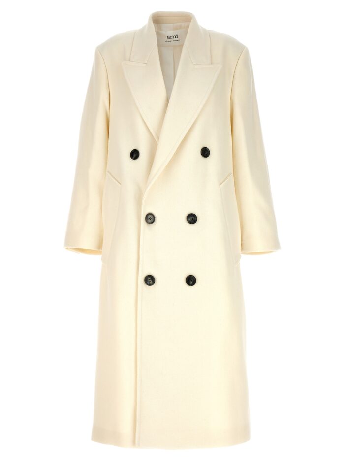 Double-breasted coat AMI PARIS White