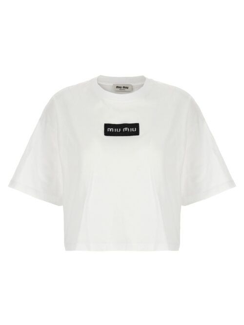 Sequins logo t-shirt MIU MIU White