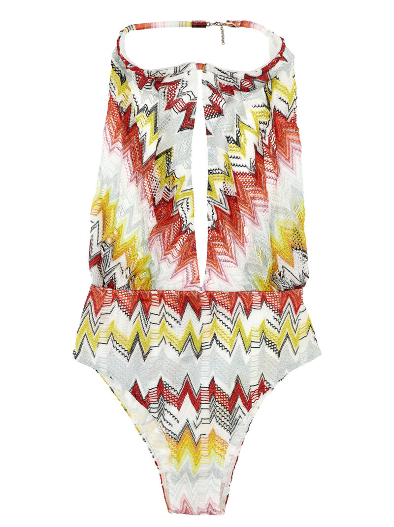 Patterned one-piece swimsuit wide neckline Woman MISSONI Multicolor