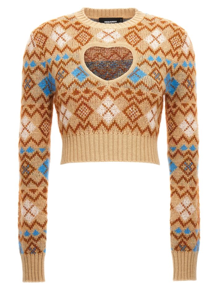 'Heart Vintage Shetland' sweater DSQUARED2 Beige