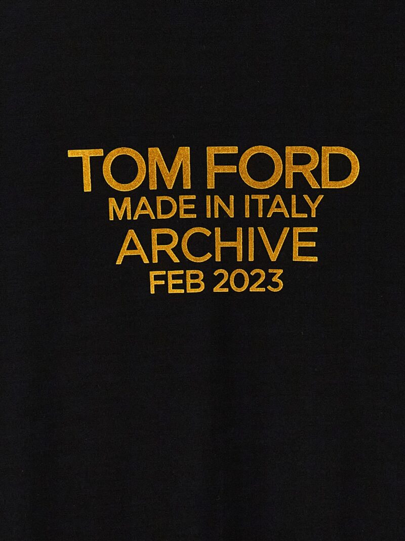 Logo print T-shirt 100% silk TOM FORD Black