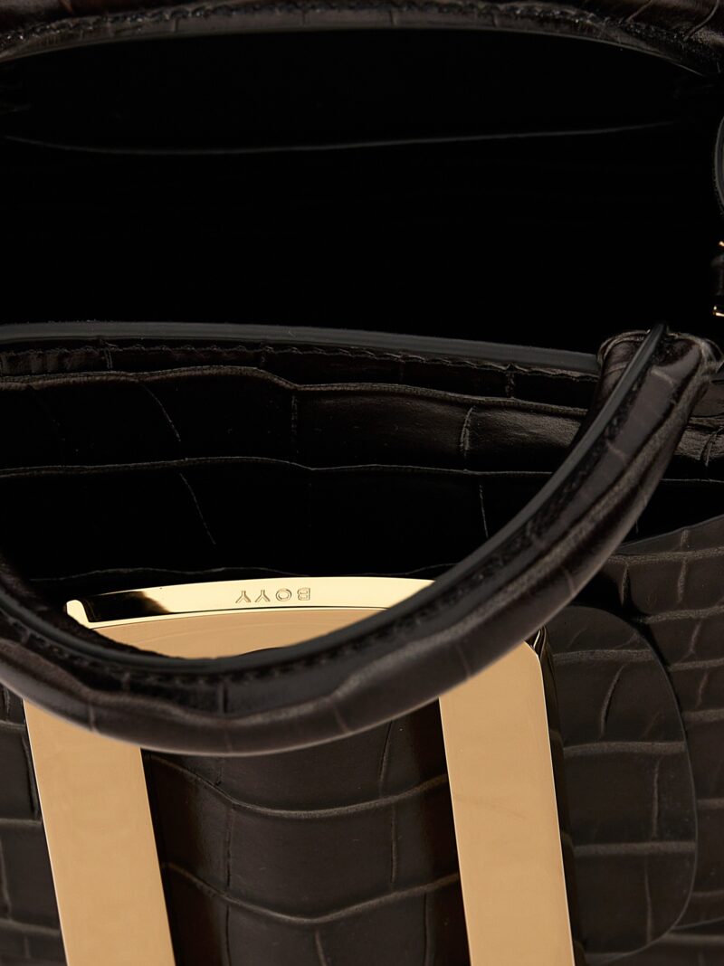 'Bobby 18 Croc-Embossed' handbag 100% calfskin leather (Bos Taurus) BOYY Black