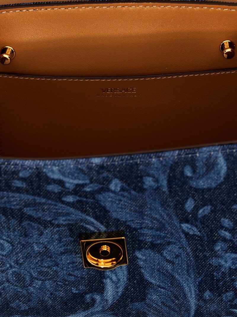 'Barocco' small handbag 100% cotton VERSACE Blue