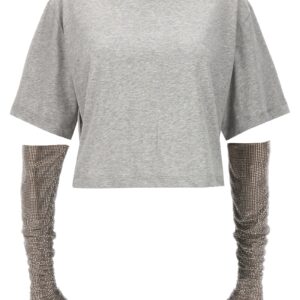 Crystal sleeves T-shirt GIUSEPPE DI MORABITO Gray