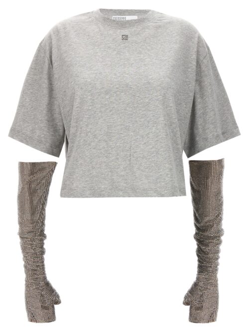 Crystal sleeves T-shirt GIUSEPPE DI MORABITO Gray