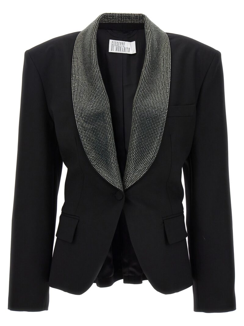 Crystal lapel blazer GIUSEPPE DI MORABITO Black