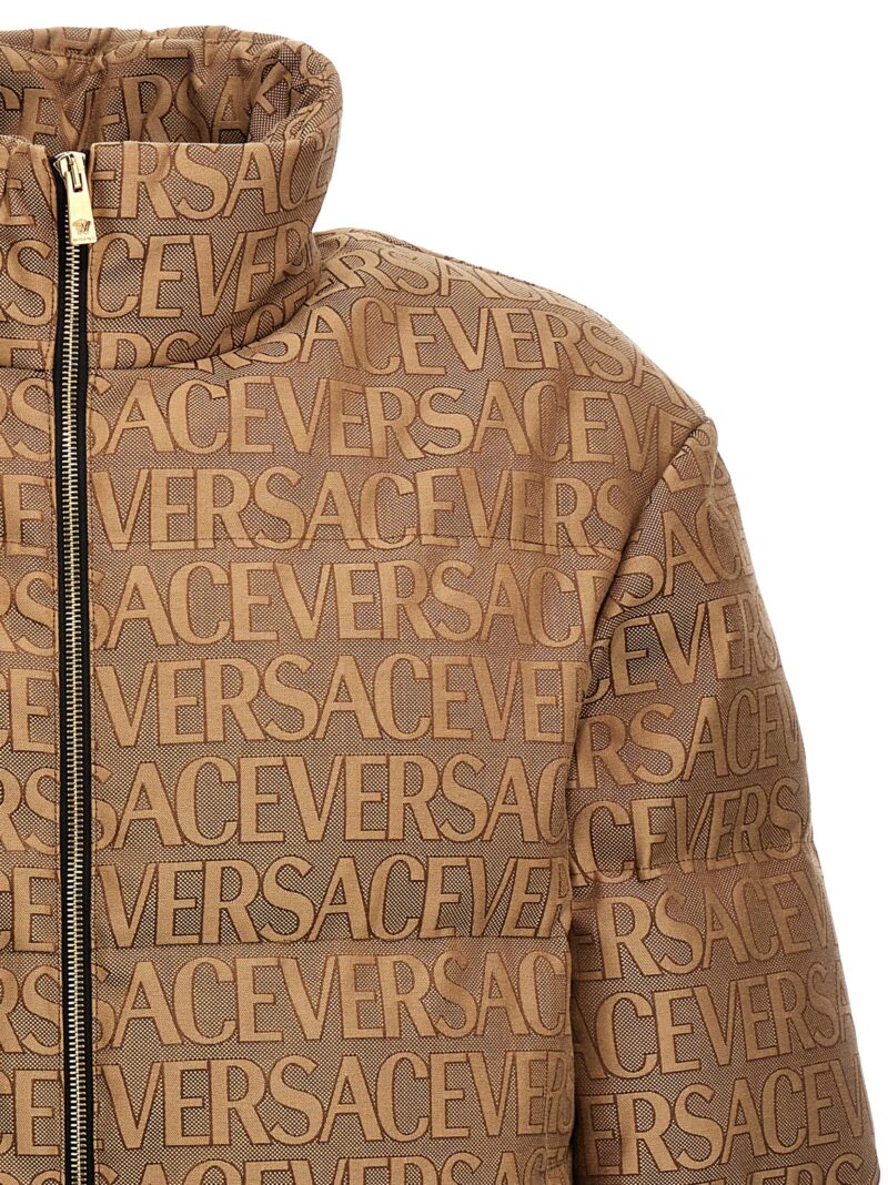 'Versace Allover' capsule La Vacanza down jacket Man VERSACE Brown