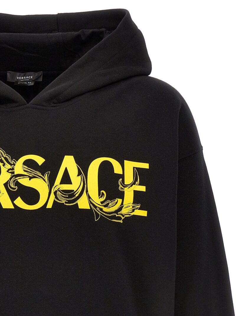 Embroidered logo hoodie Man VERSACE Black