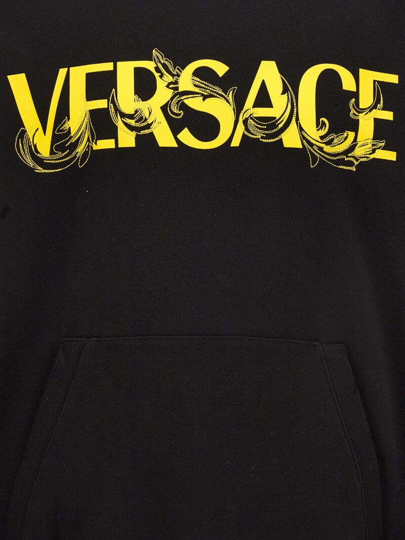 Embroidered logo hoodie 100% cotton VERSACE Black