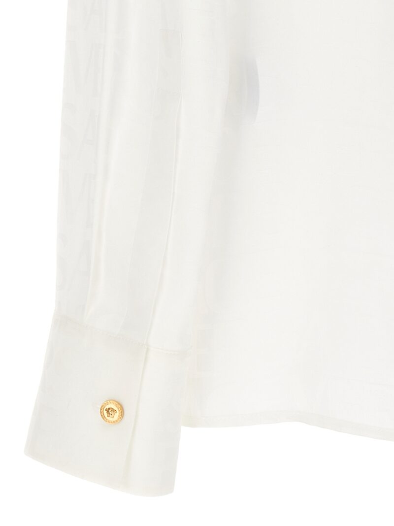 all-over logo shirt 67% viscose 33% silk VERSACE White