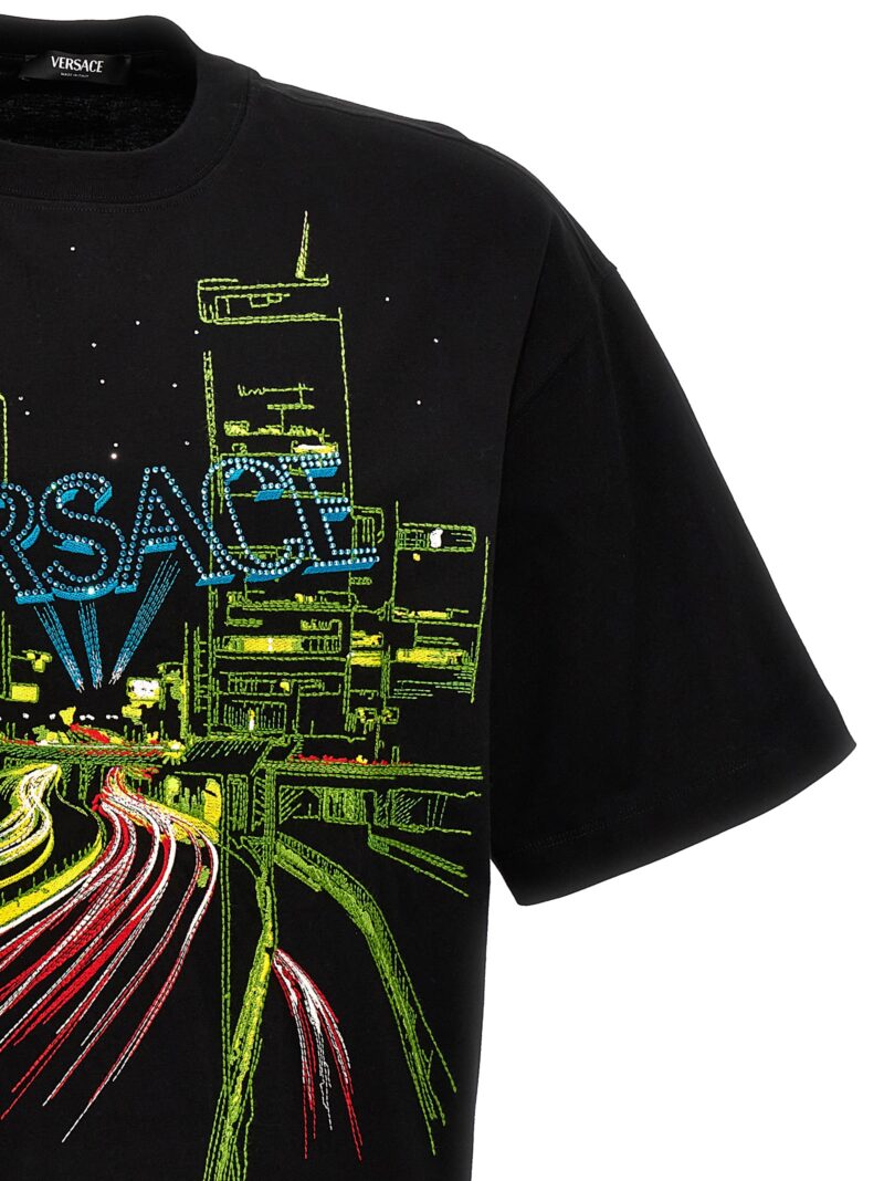 'Blinding Lights' T-shirt Man VERSACE Black