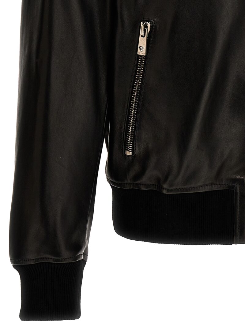 Leather bomber jacket 100% AOS VERSACE Black