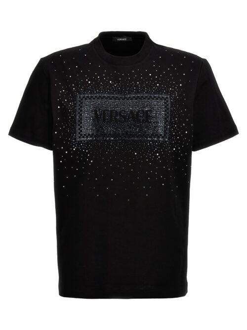 Rhinestone logo T-shirt VERSACE Black