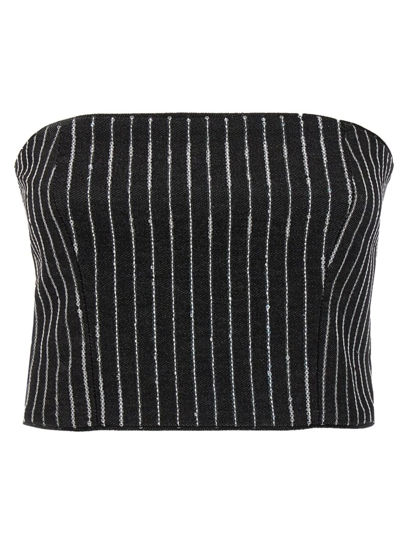 Sequin pinstripe crop top ROTATE BIRGER CHRISTENSEN Black