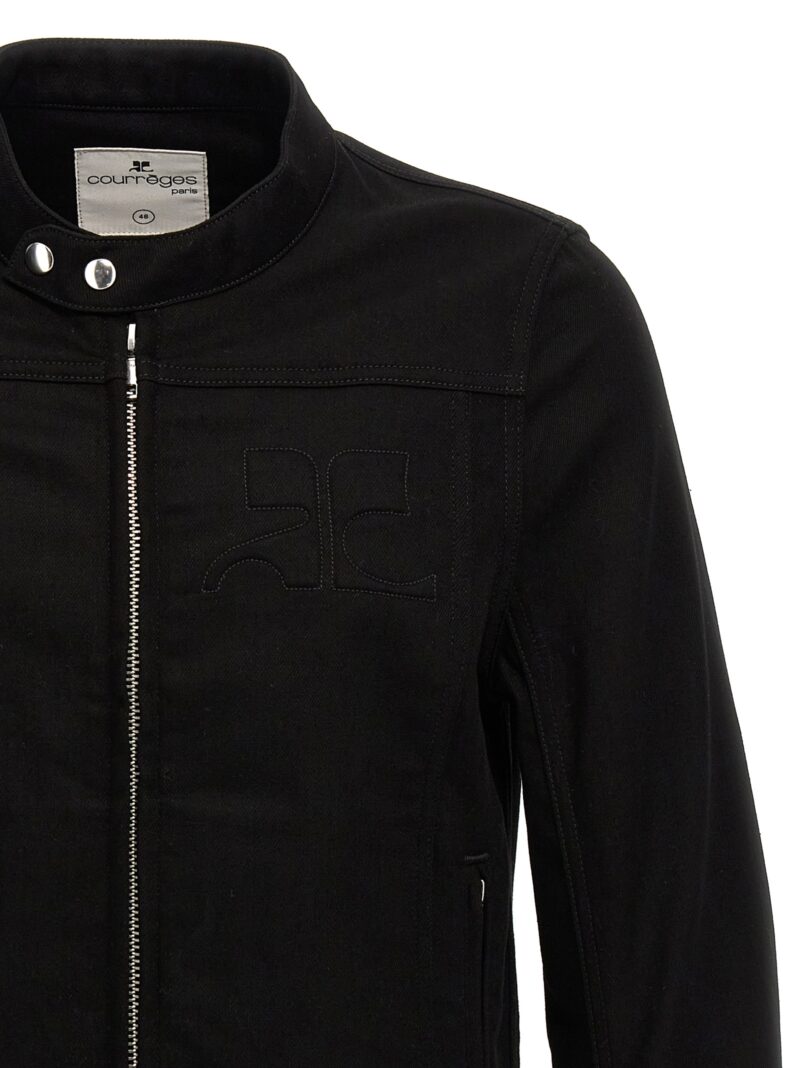 'Iconic denim biker' denim jacket Man COURREGES Black