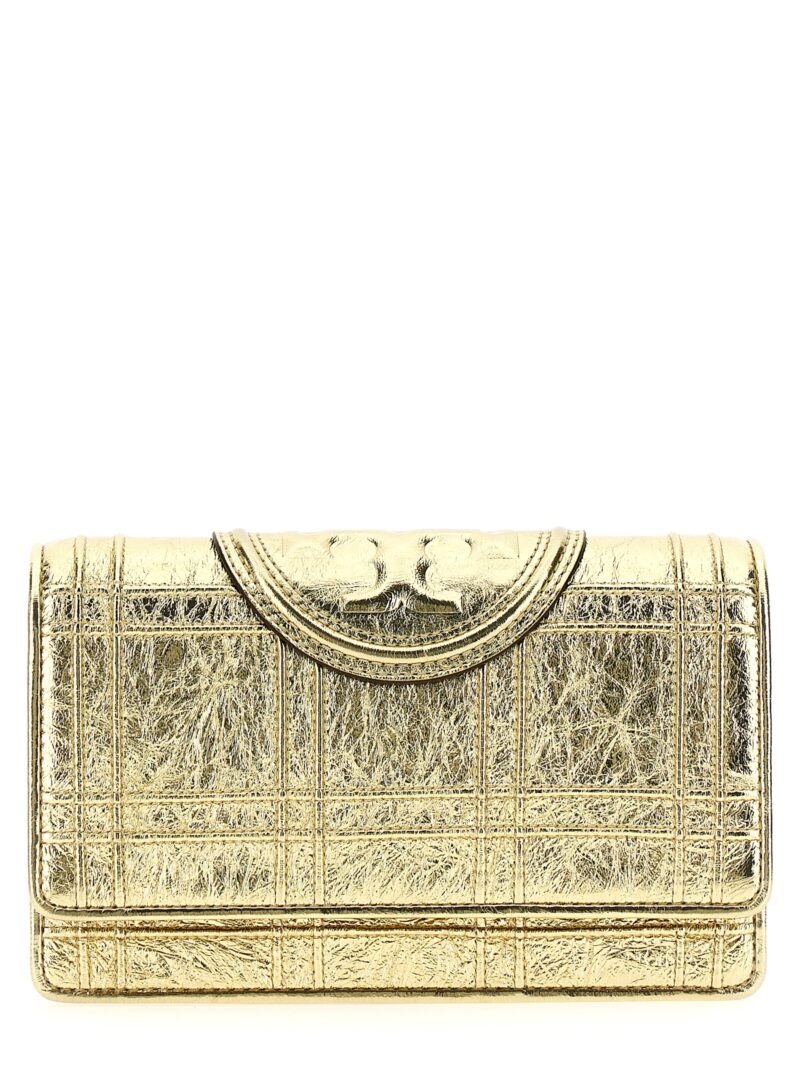 'Fleming Soft Metallic Square Quilt' wallet TORY BURCH Gold