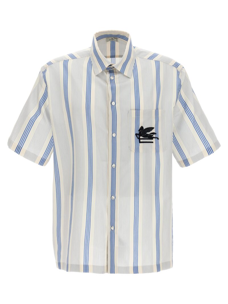 Logo embroidery striped shirt ETRO Light Blue