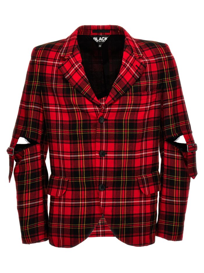 Check single-breasted blazer COMME DES GARCONS BLACK Red