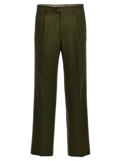 Jacquard wool pants ETRO Green